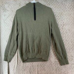 Axist Mens Medium Sweater Sage Green 1/4 Zip Pullover Office Business Casual